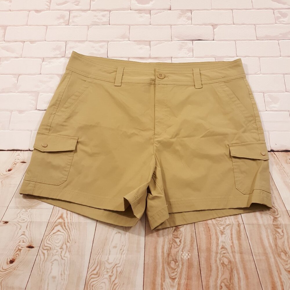 Eddie Bauer Hiking Shorts Womens Size 16 Waist 36 Inseam 4.5 Travel Cargo‎ Tan